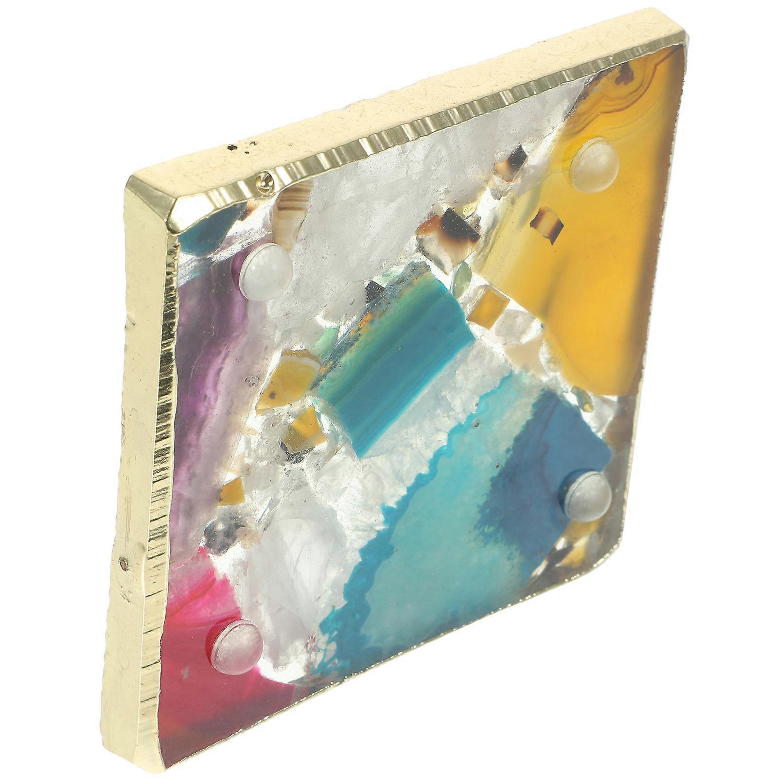 Heat-Resistant Mat Crystal Coaster Indoor Use Gold-Plated Edge Insulation 1Set