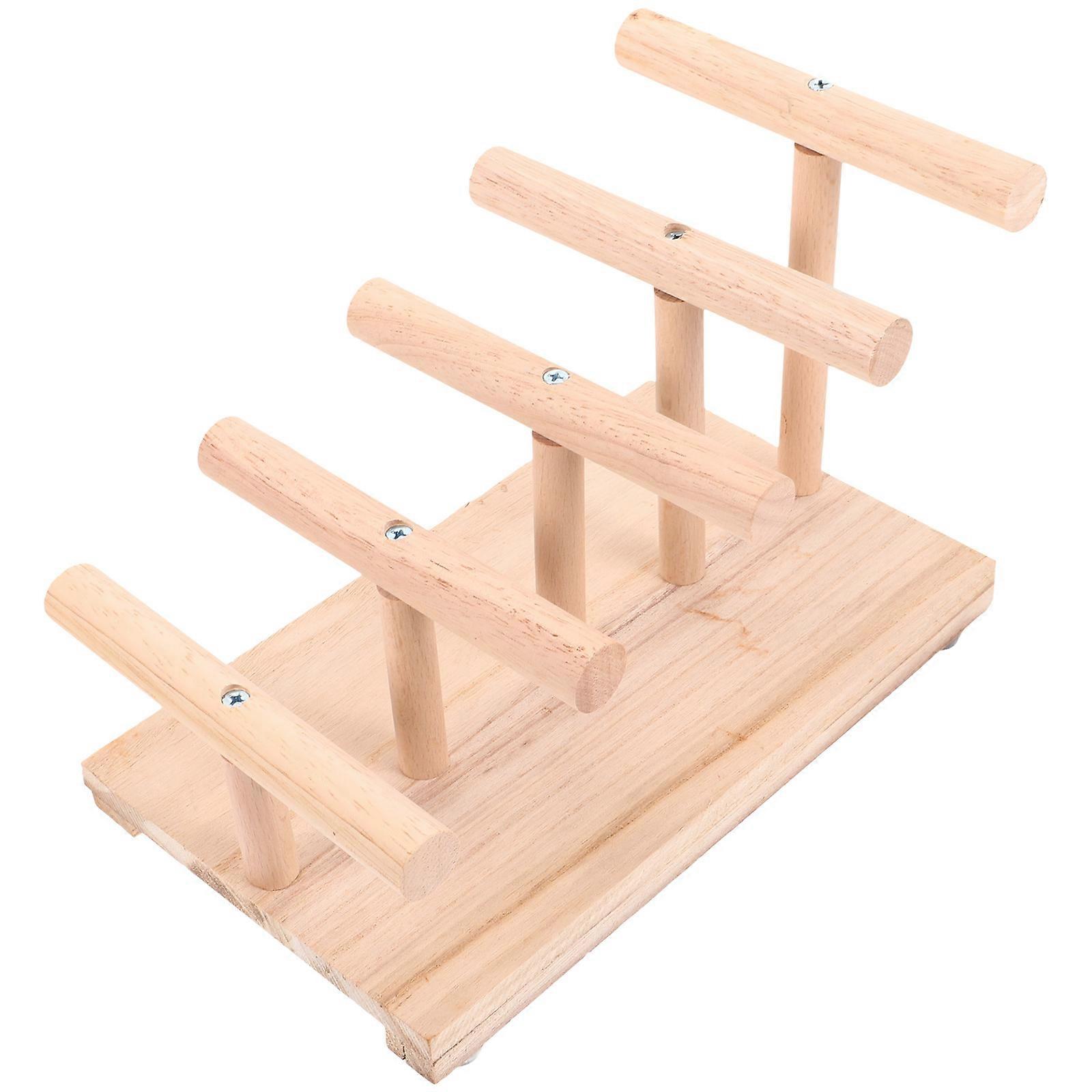 Durable Wooden Bird Training Perch Stand with Stable Base for Parrots – Desktop Bird Playstand for Home or Office Use