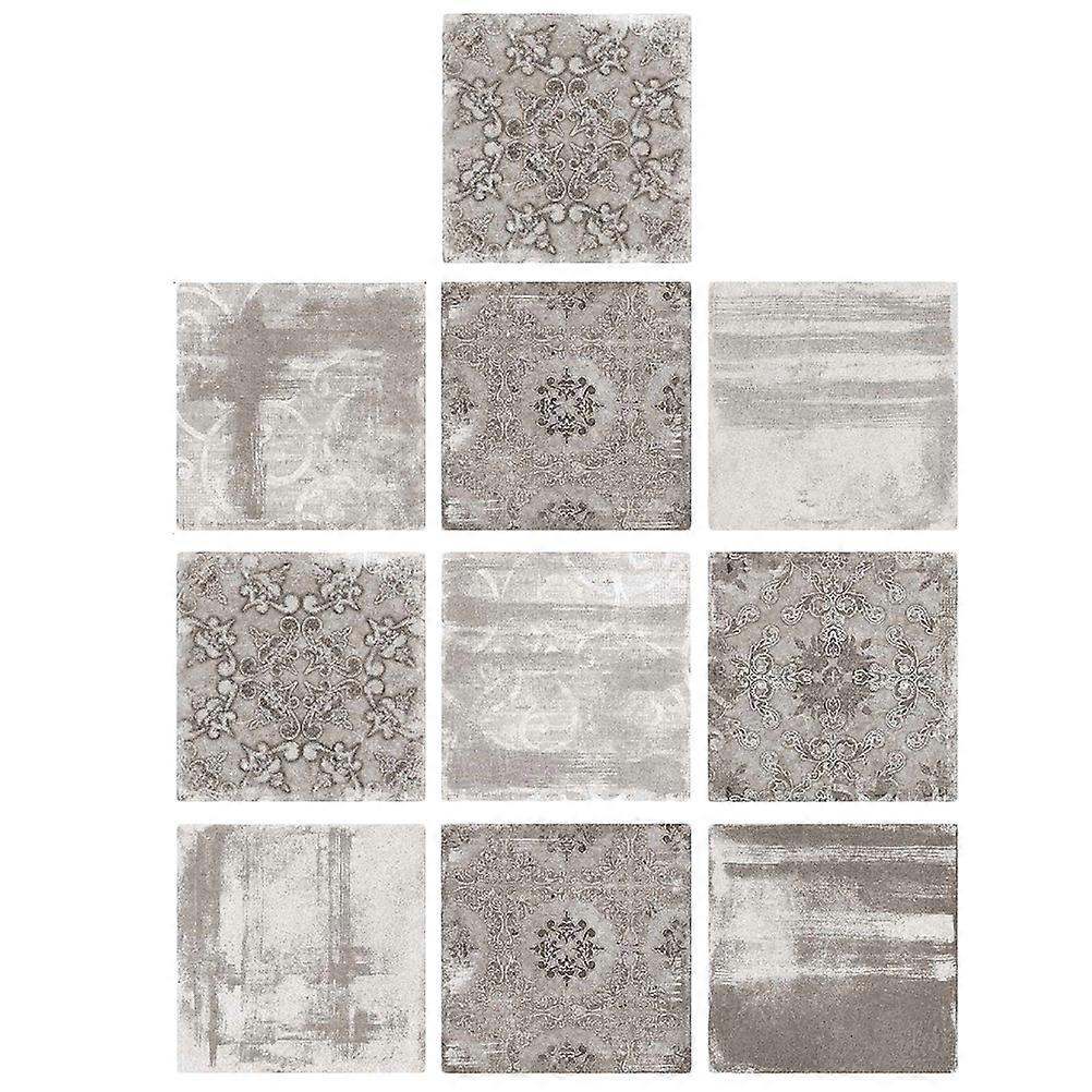 Self Adhesive Floor Tile Nordic Style Square Waterproof for Office Home Bathroom Kitchen 20x20cm 10Pcs