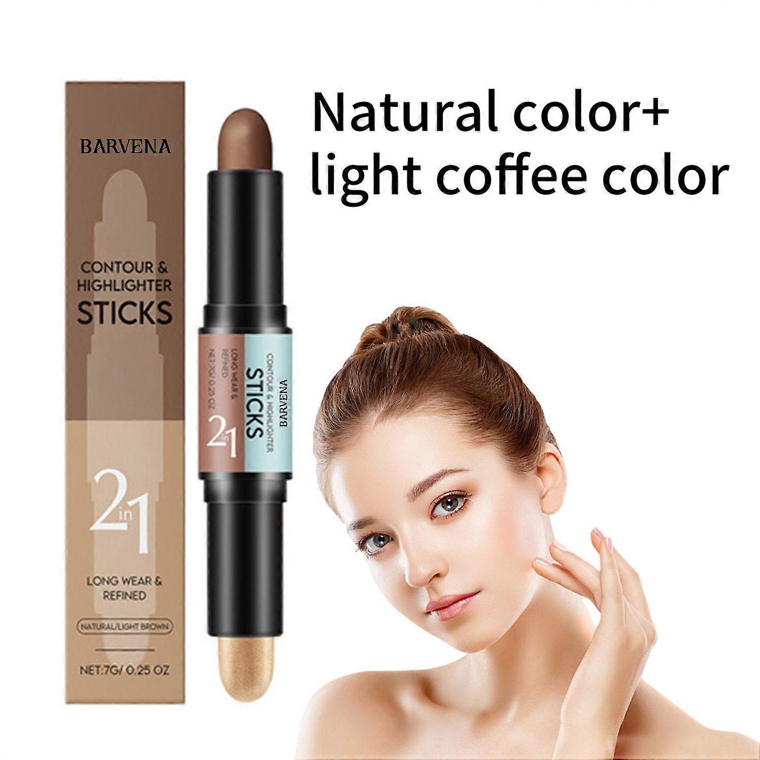 2-in-1 Cream Contour & Highlighter Sticks, Non-Greasy Bronzing and Illuminating Makeup, Sculpt 3D Effects, Easy-Blend Contour Pen,High Pigment