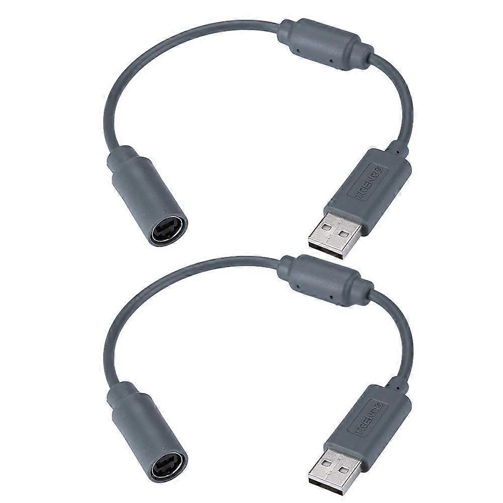 2x USB Adapter Cable For Xbox 360 Wired Game Controller Grey Compatible With Xbox 360 Console 2 USB Ports