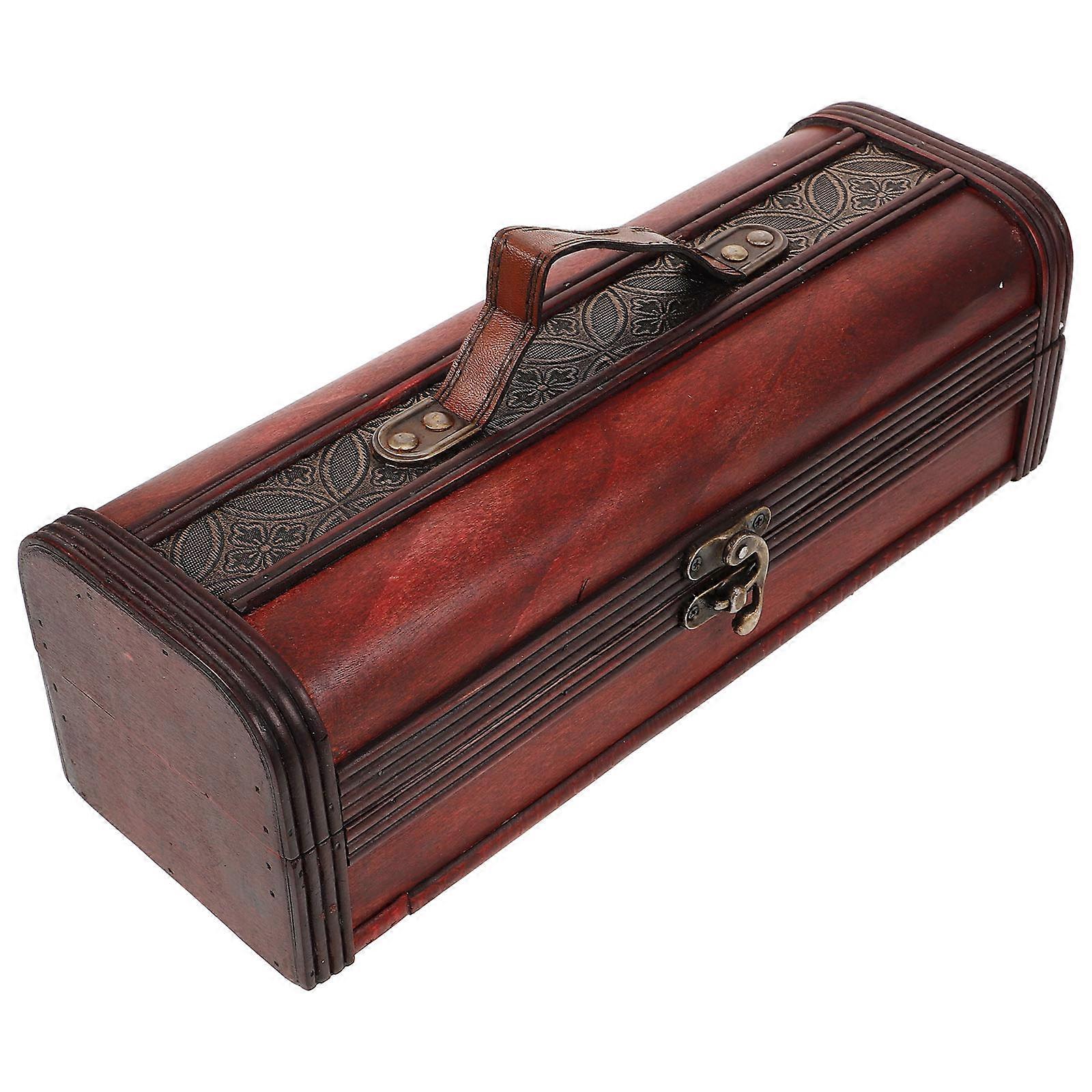 Storage Storage Box Red Wooden Box Transportation Dark Red 34.00X12.00X11.50CM 1Set