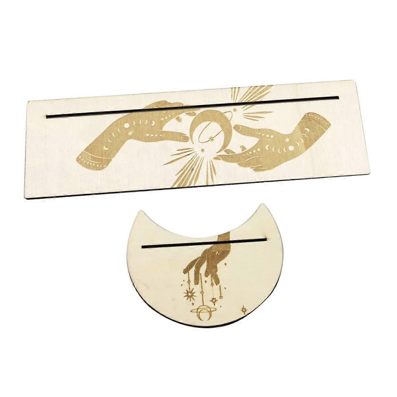 Wooden Tarot Card Stand in Moon Design Handcrafted Card Holder for Altar Decoration Compact and for Mystical and Religious Activities
