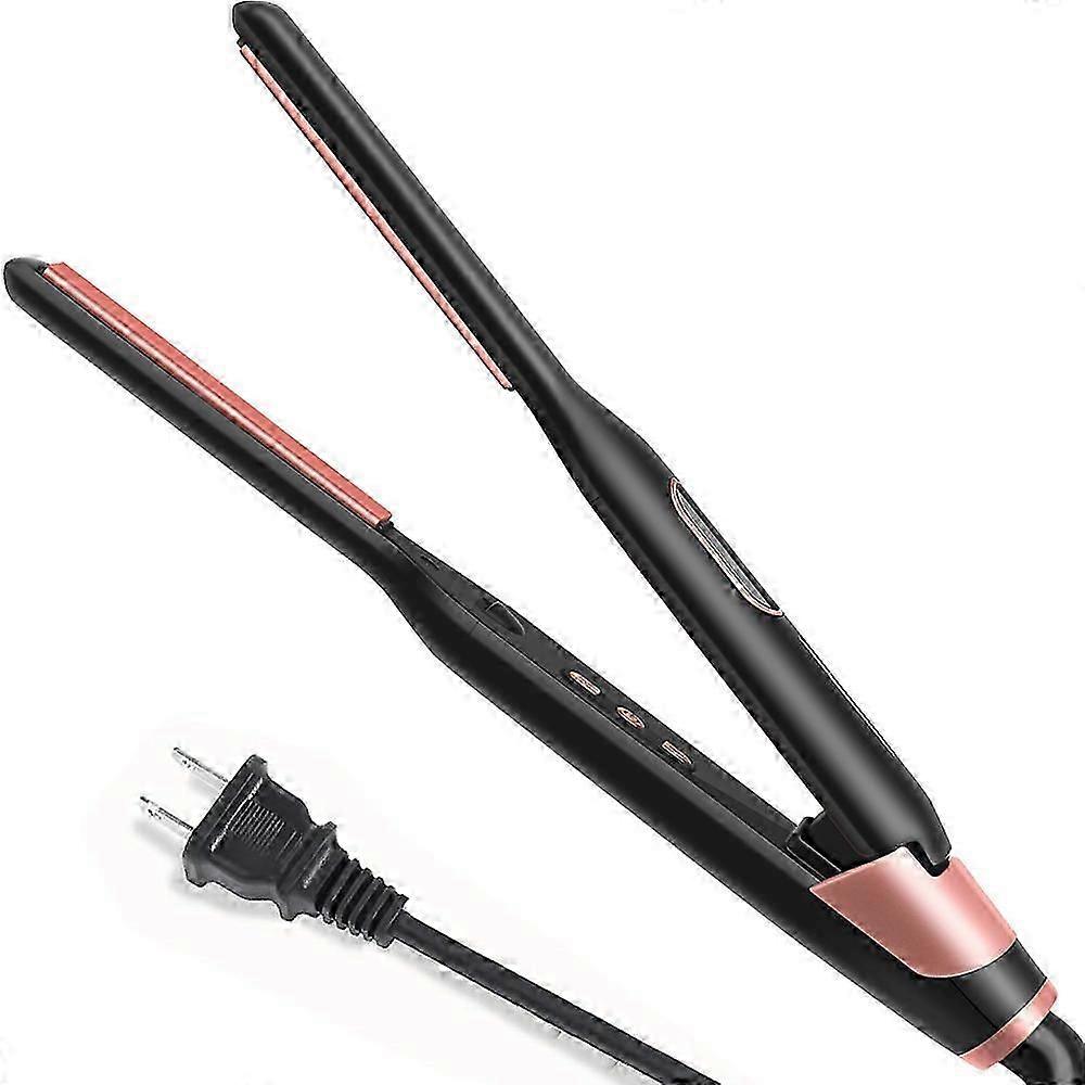 Compact Flat Iron for Short Hair - Adjustable Temperature Pencil Styler for Quick Heating