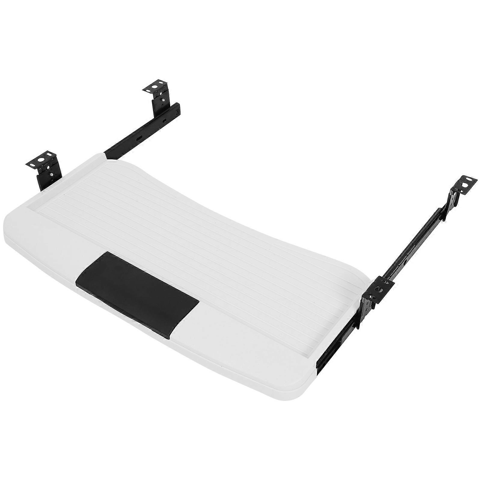 Desk Keyboard Tray Platform Ergonomics Under Desk Mount Silent Sliding Tracks White 49.50X24.00X2.80cm 1 Set
