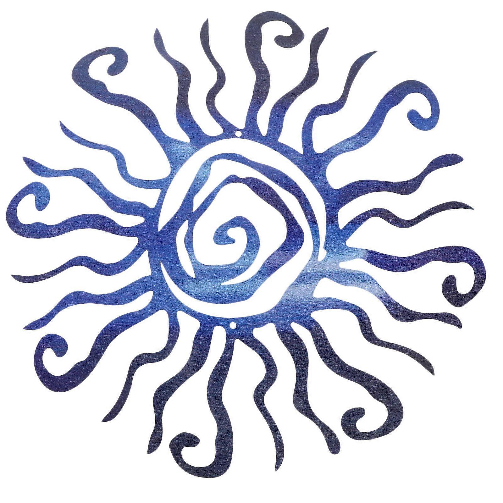 Iron Wall Hanging Dark Blue Circular For House Office 1Set