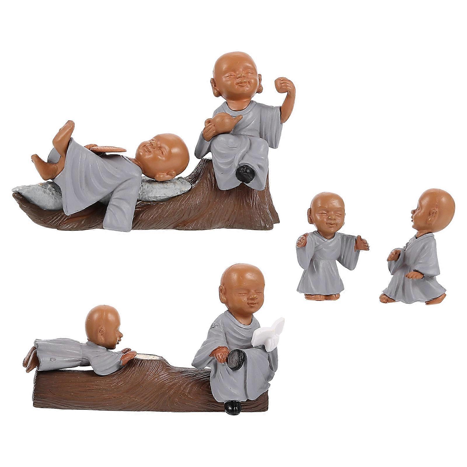 Table Ornaments Grey Plastic Monk Statue Decor Dining Room Table Decor present 1Set