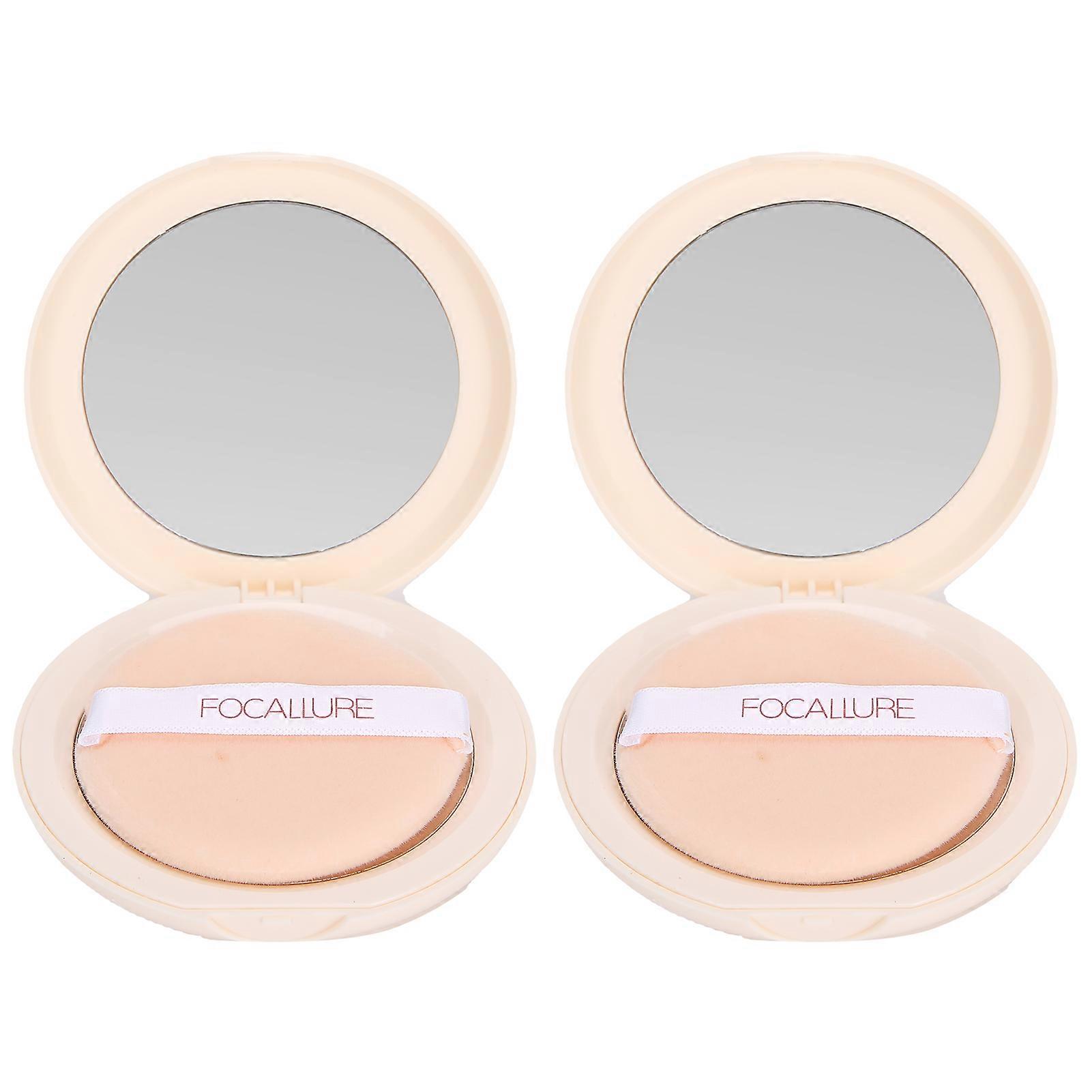 2pcs FOCALLURE Matte Pressed Powder Wet Dry Use Oil Control Face Powder Waterproof Lasting Compact#3