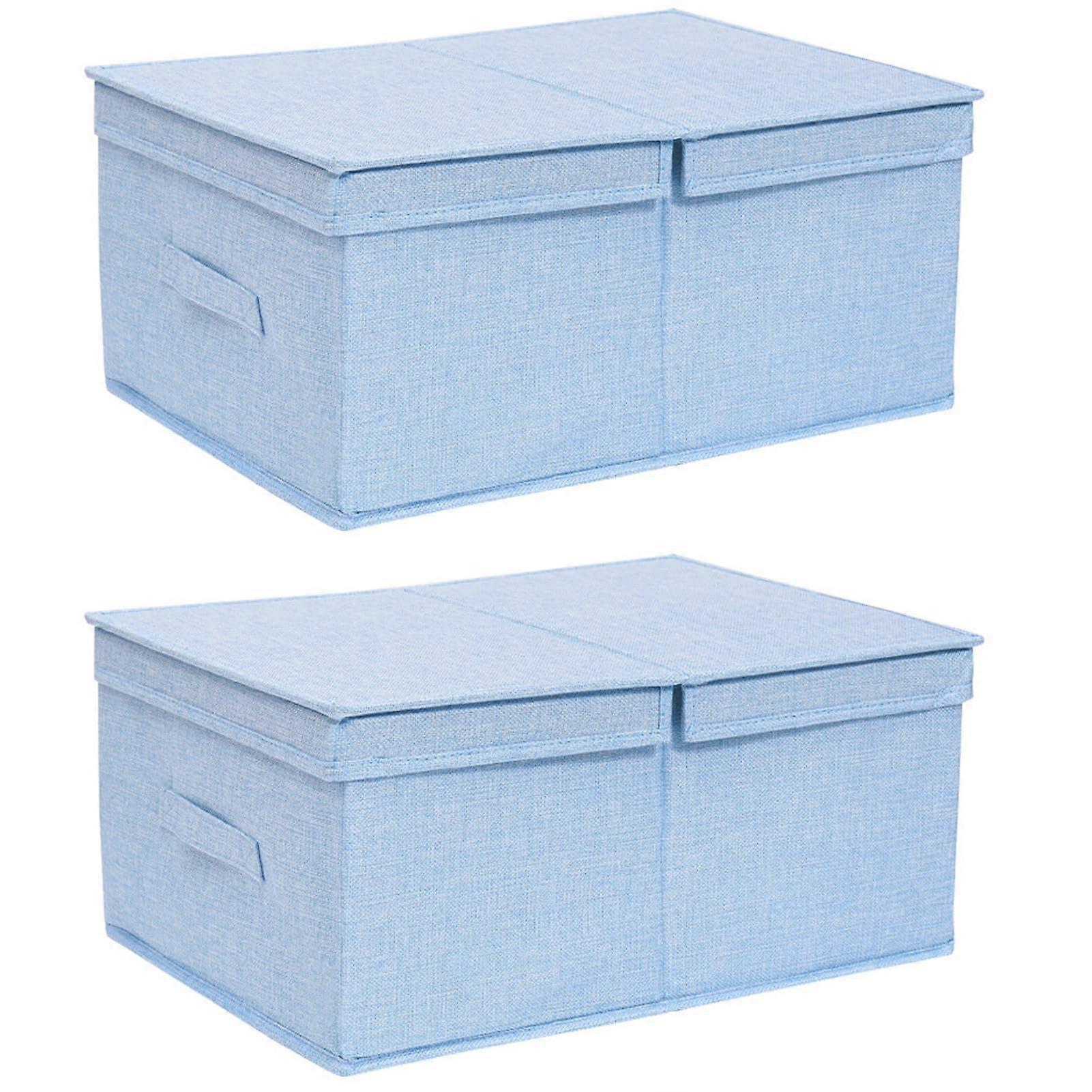 Large Storage Bins with Lids Washable Foldable Baskets, Blue, Pack of 2