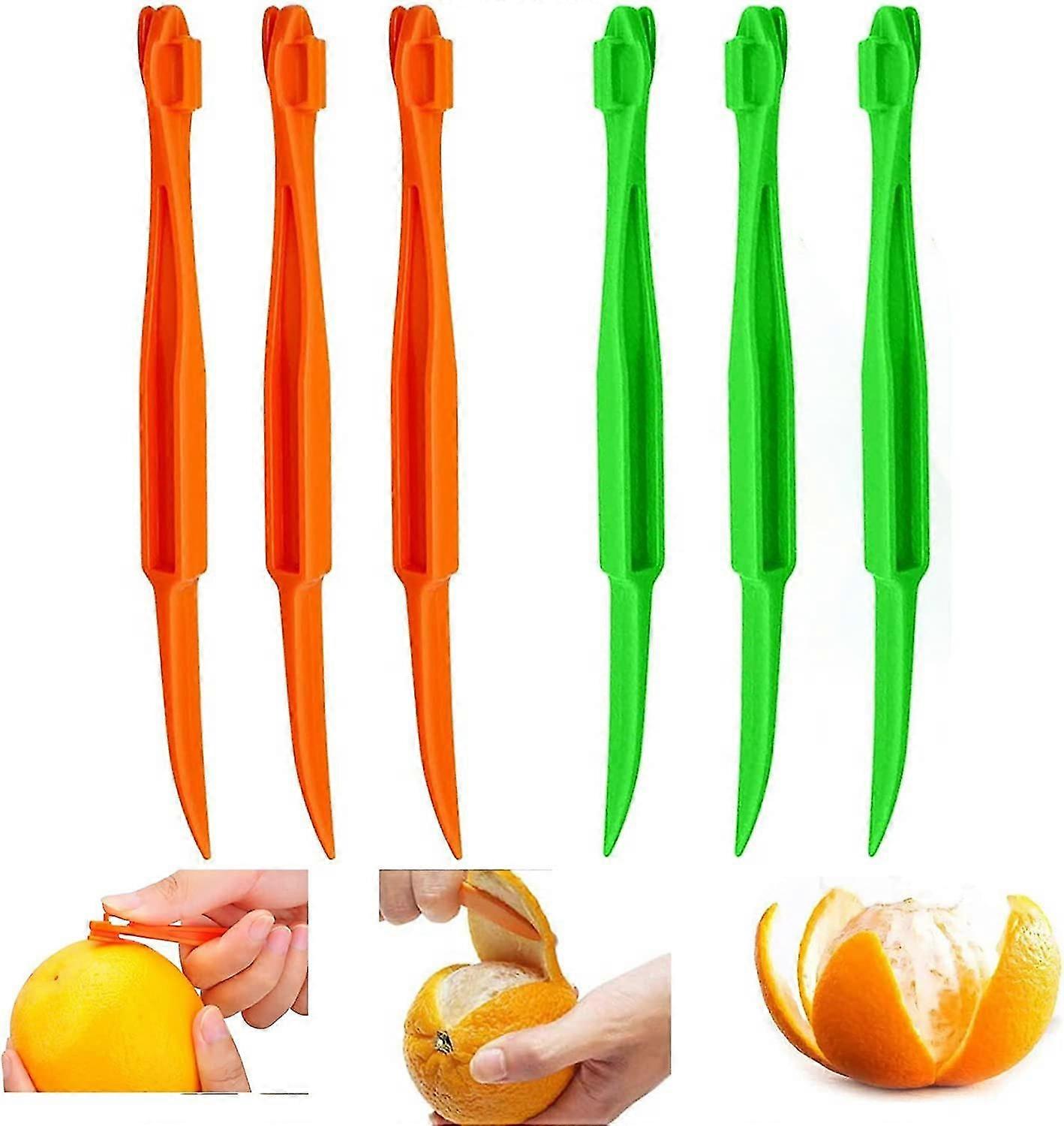 6pcOrangenschäler, Orangenschäler Werkzeug, Kunststoff Zitrone Zitrusschäler