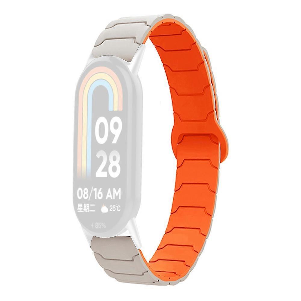 Παρακολουθήστε Band για Xiaomi Smart Band 10/9/8 μαγνητικό λουράκι αντικατάστασης σιλικόνης Starlight / πορτοκαλί