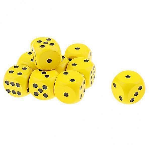 AWHAO Creative D6 6Sided Dice for RolePlaying Games, RPG, Math Teaching, Tabletop Games, Yellow (Pack of 10)