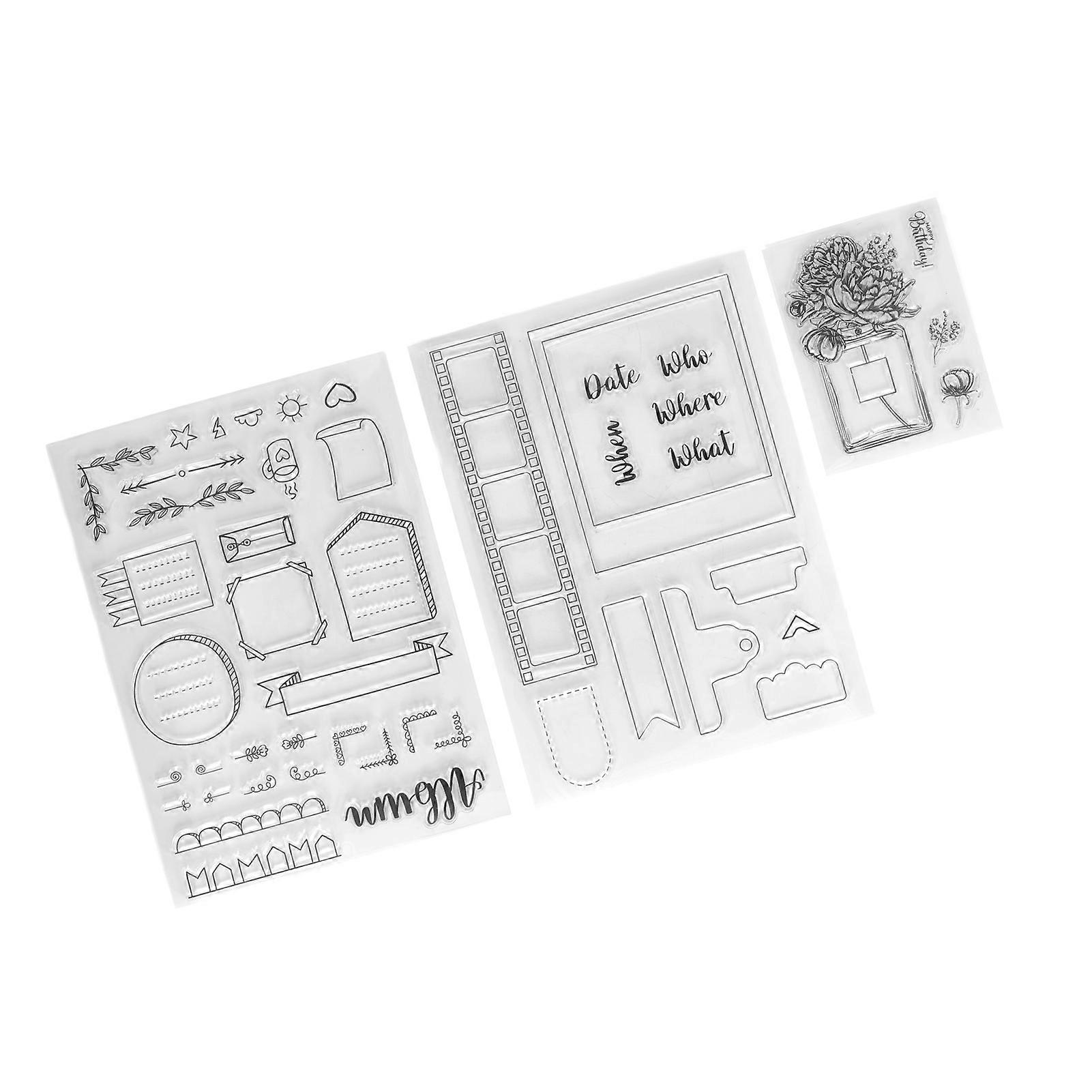 3pcs Clear Stamps DIY Interesting Durable Reusable TPR Material Transparent Appearance Embossing Scrapbooking Tool