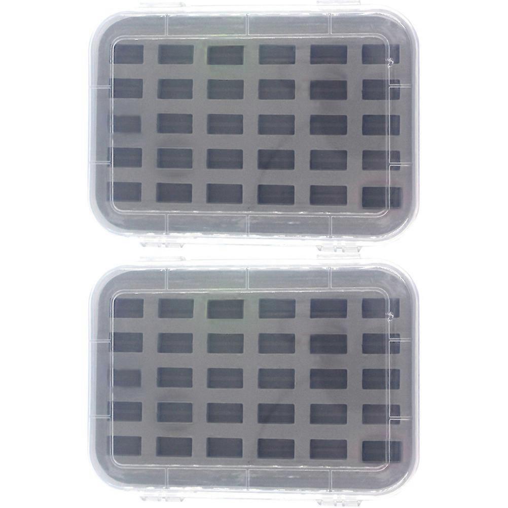 2Pcs Sewing Bobbin Storage Box with Sponge for Home Use Lightweight Portable Plastic Case Fits Most