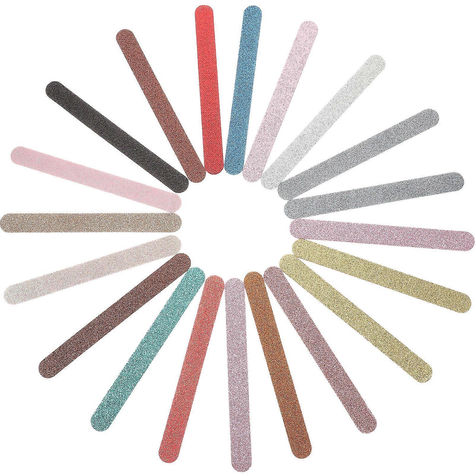 Glitter Nail File Set for Women with 20 Pieces Multi Color EVA and PP Material