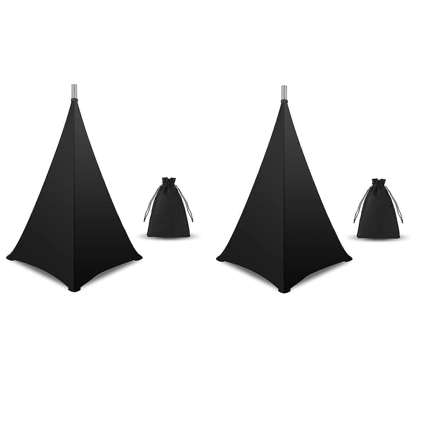 2X Speaker Stand Cover, DJ Speaker Stand Tripod Scrim Skirt with Carry Bag, 360 Degree Black Cover f
