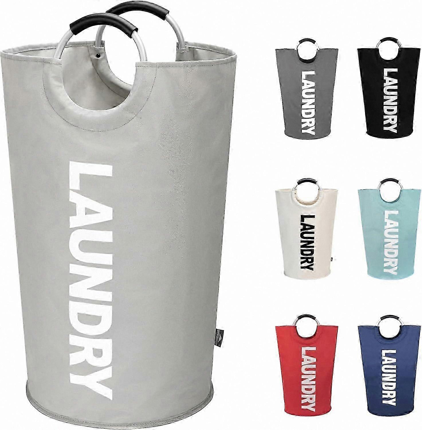 Spacious 90L Foldable Laundry Hamper, Collapsible Clothes Bin, Durable Freestanding Design for Home Use (Grey)