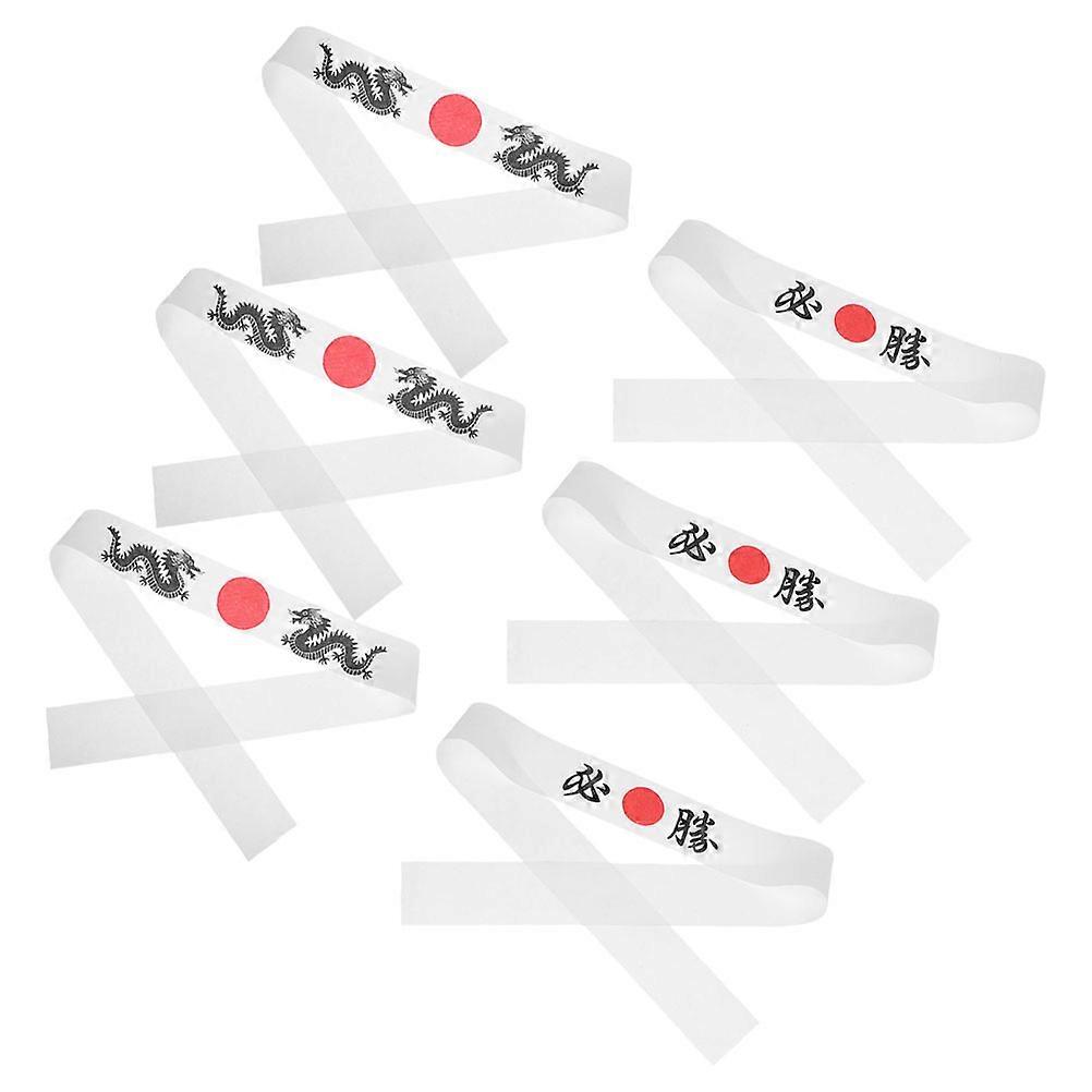 Japanese Costume Men Headwear Samurai Accessory Traditional Tie-On Style For Sports Work Daily Outings Secure Fit Easy To Clean 6Pcs