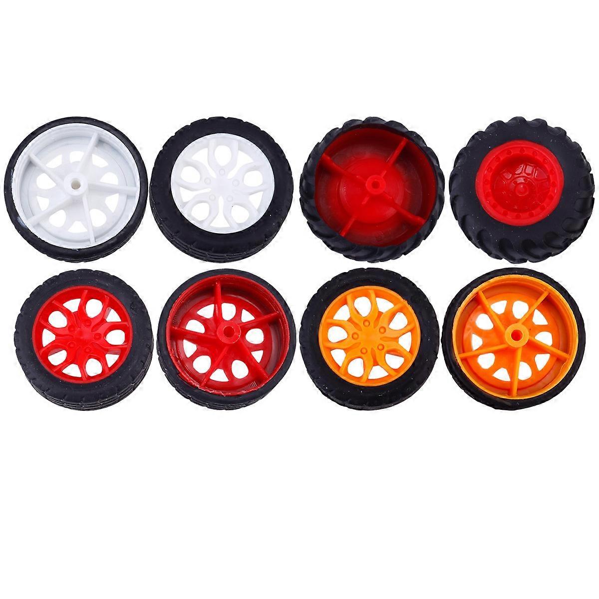 8Pcs Plastic Toy Car Wheels Replacement Models Suitable For DIY Projects Mixed Color Quality Accessories