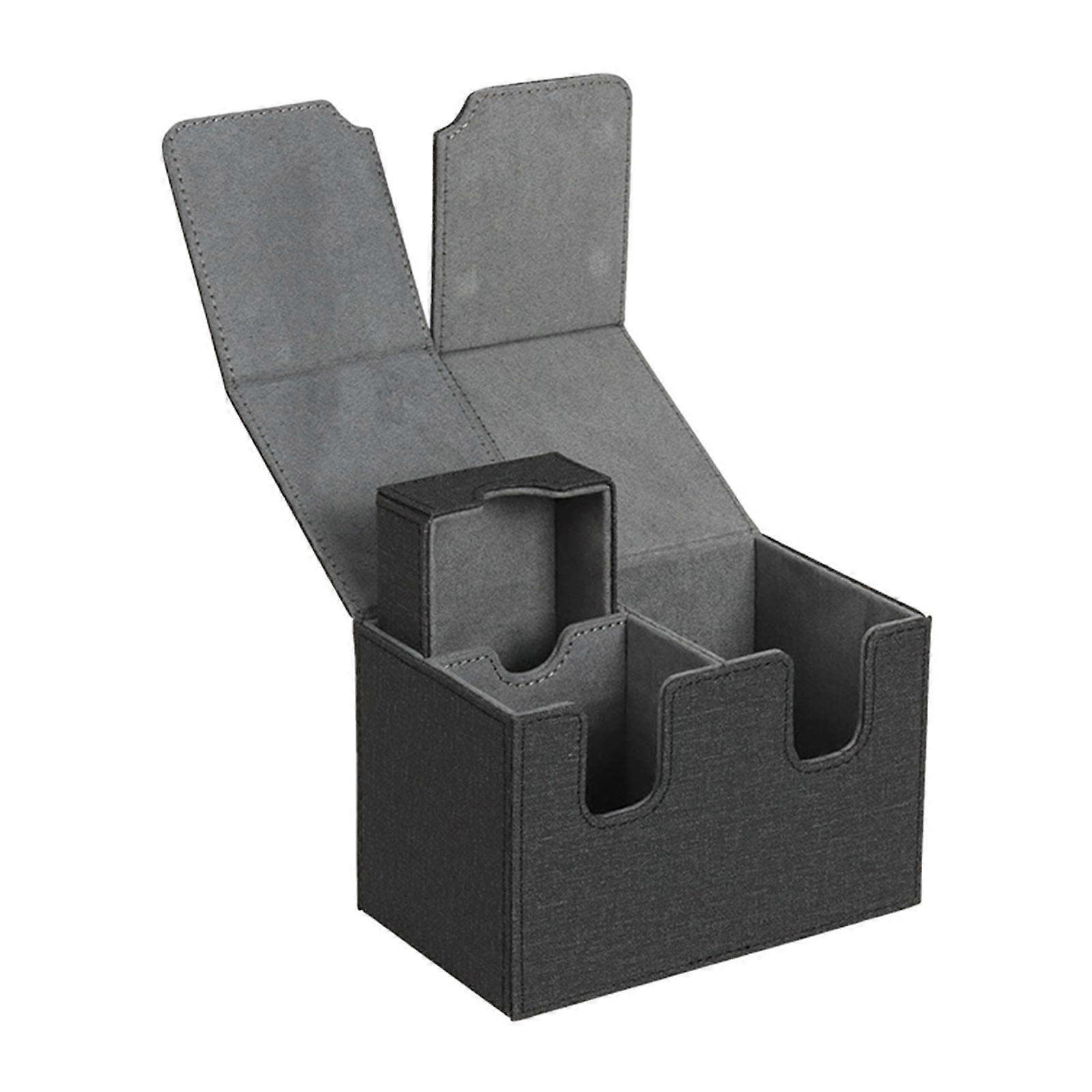 Trading Card Storage Box for 160 Decks, TCG Collector Organizer Container, Black Grey