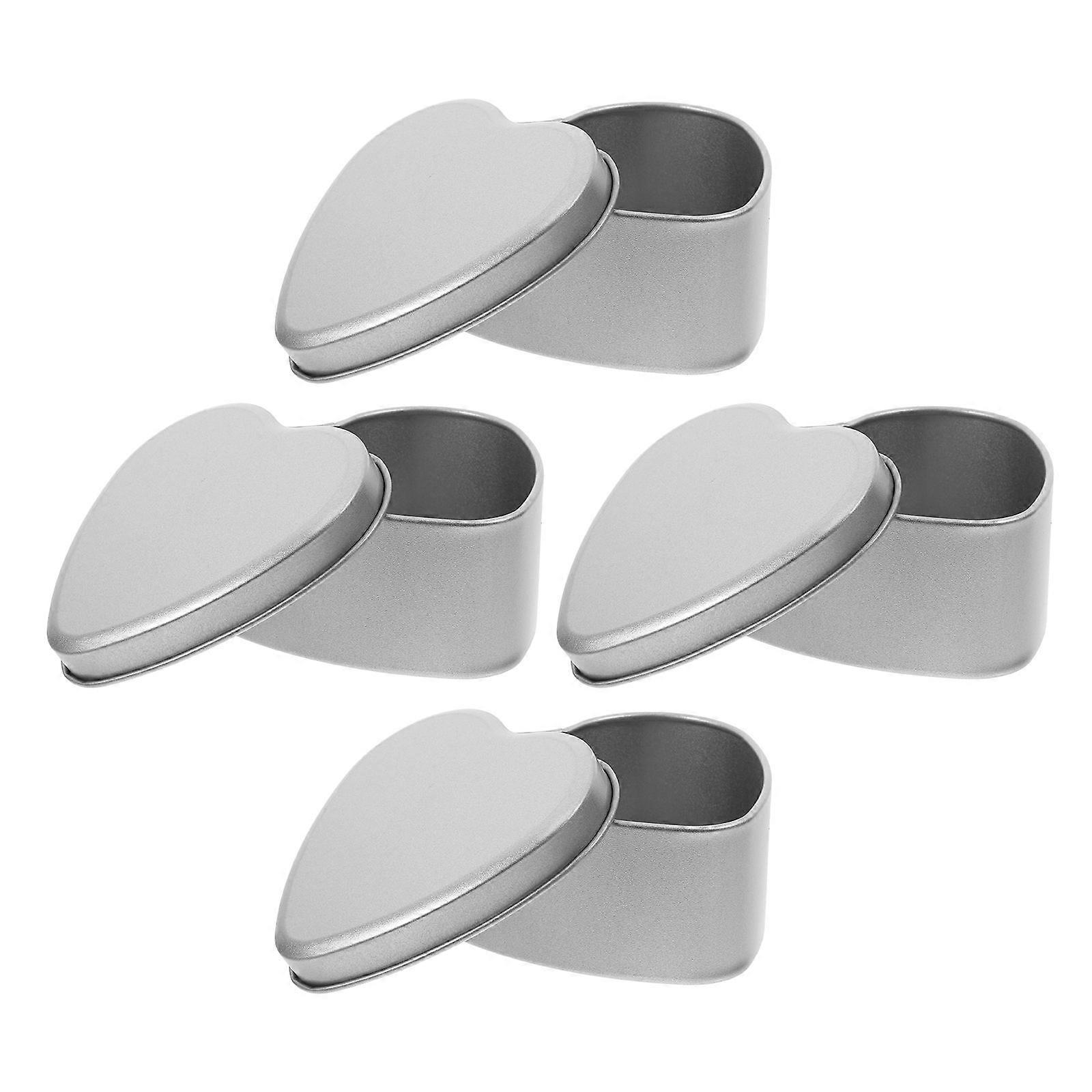 Hemoton 4pcs Heart Shaped Wedding Treat Boxes Tinplate Candy Packaging Storage Box