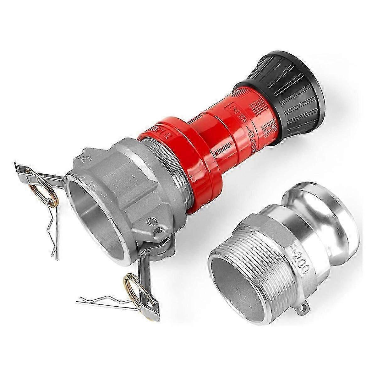 Fire Hose Nozzle,2In NPSH HeavyDuty Industrial Fire Hose Constant Flow Fog Nozzle with 2Pc 2In Camlock Fitting Coupling