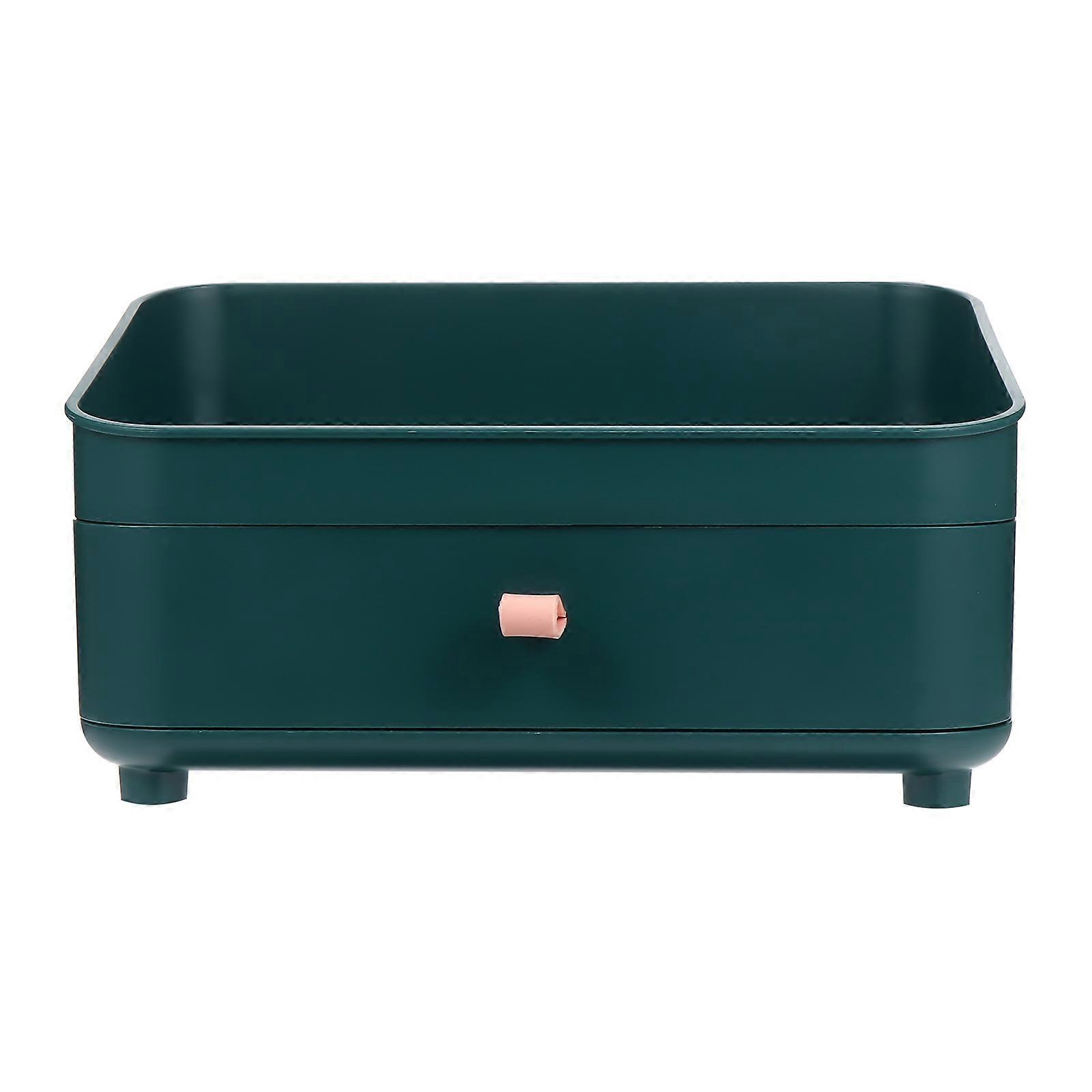Green Plastic Storage Organizer with Drawer for Makeup Bathroom Vanity Countertop 1Pc