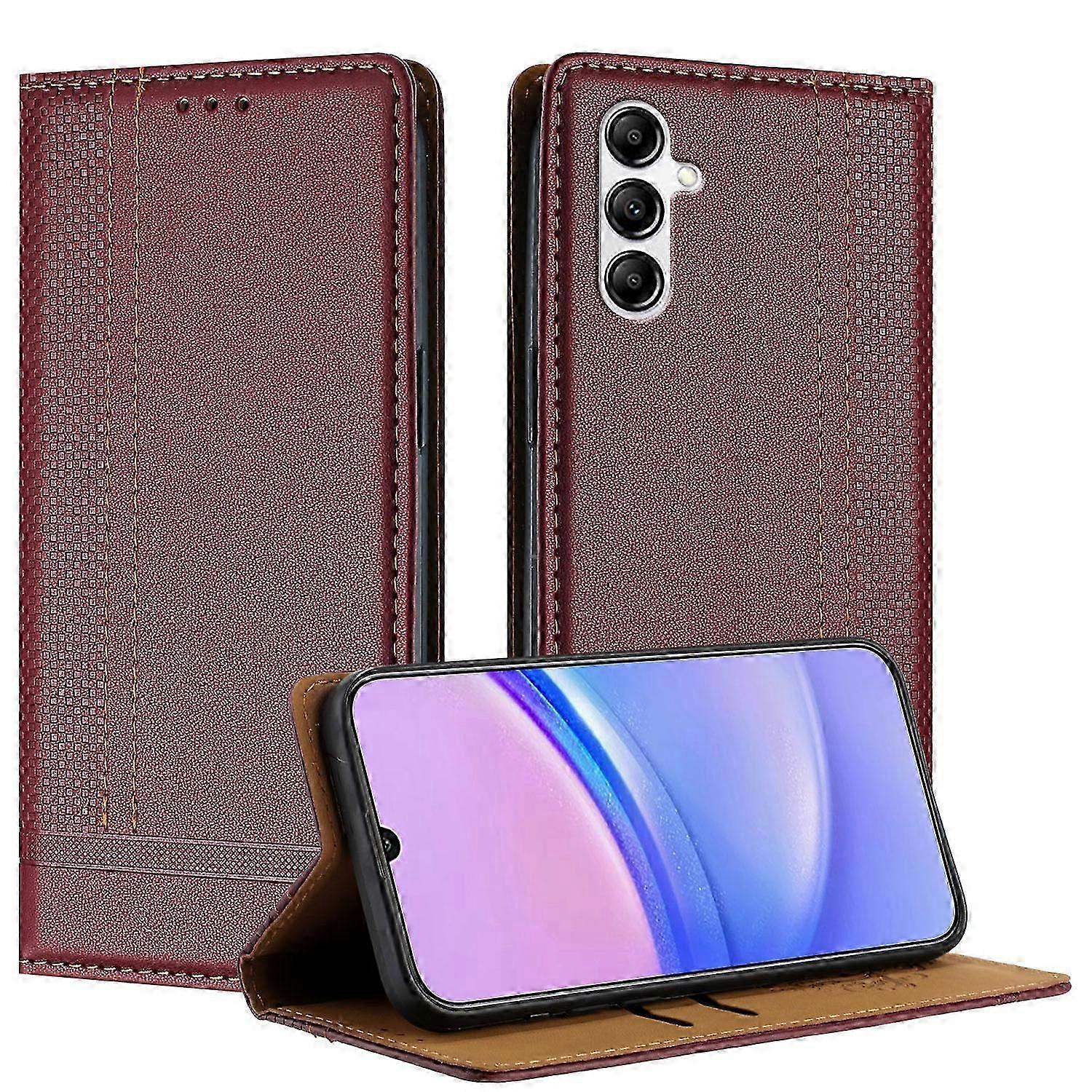Case For Samsung Galaxy A14 4G 5G, Vintage Stitch Leather Wallet Case Card Slot Kickstand Magnetic Closure Shockproof Flip Folio Case Cover