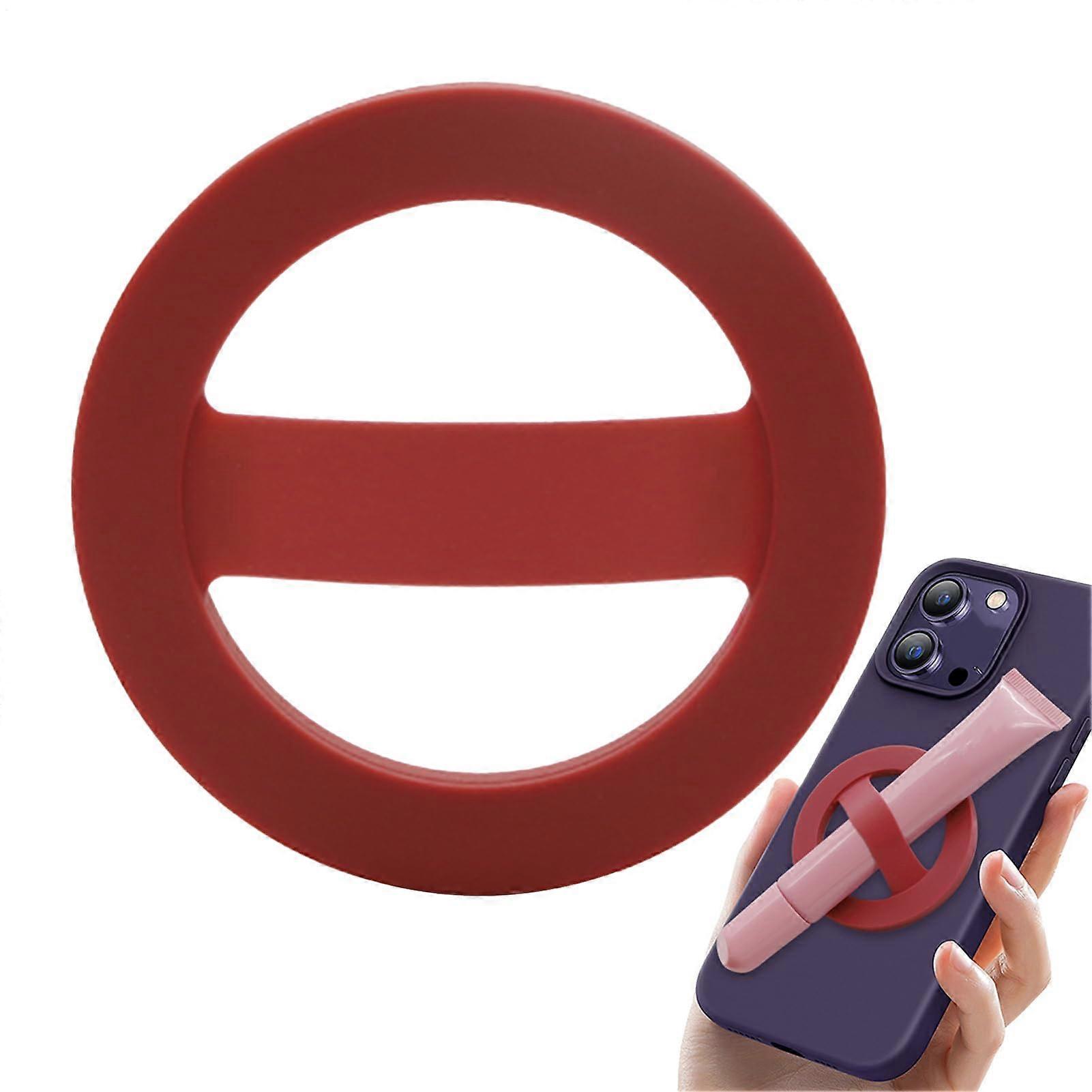 Silicone Phone Ring for Phone, Phone Holder with PA Suction, Thin Base, Red Wine Color, Universal Compatibility