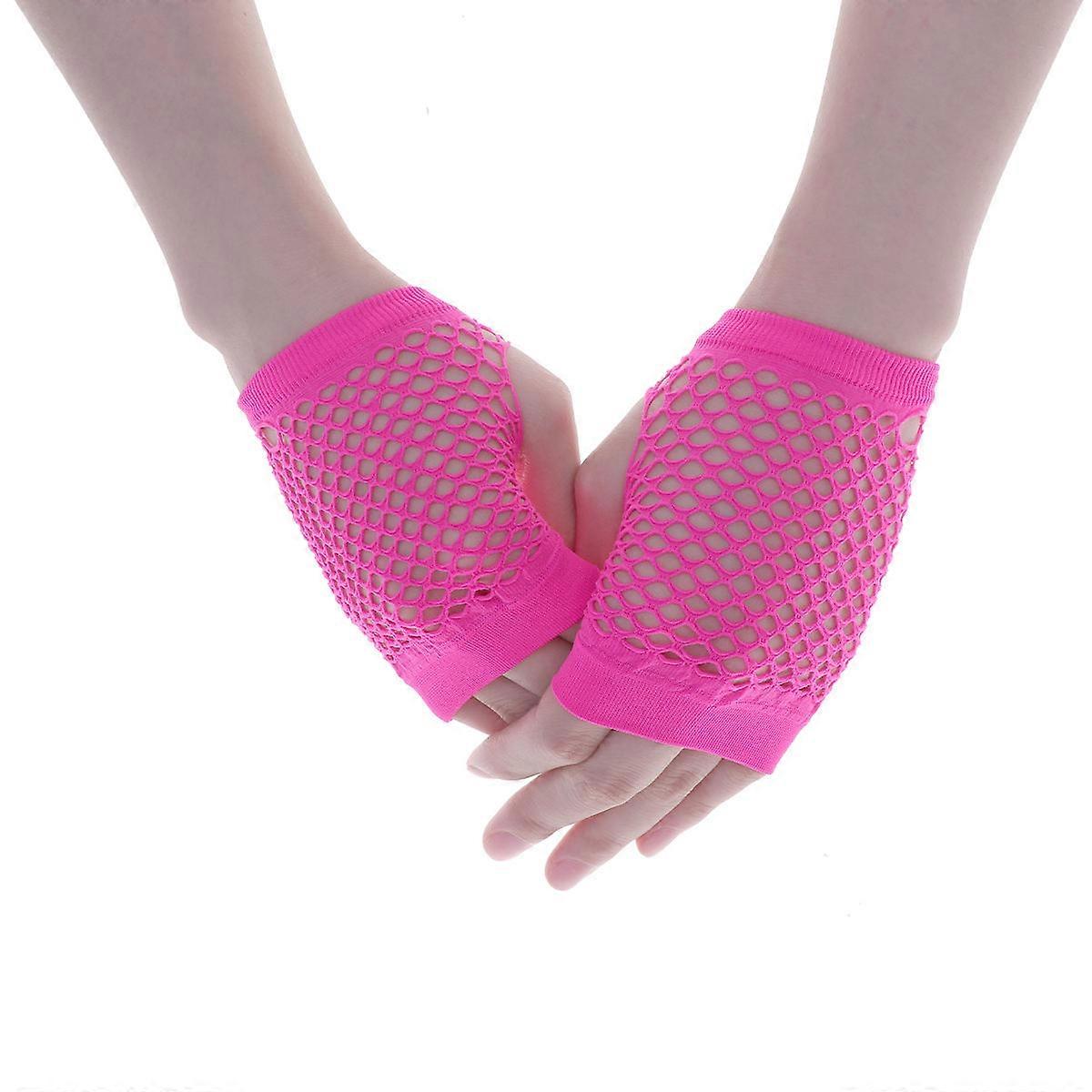 Costume Gloves 12 Pair Fingerless Design Assorted Color Short Mesh Gloves for Music Concerts