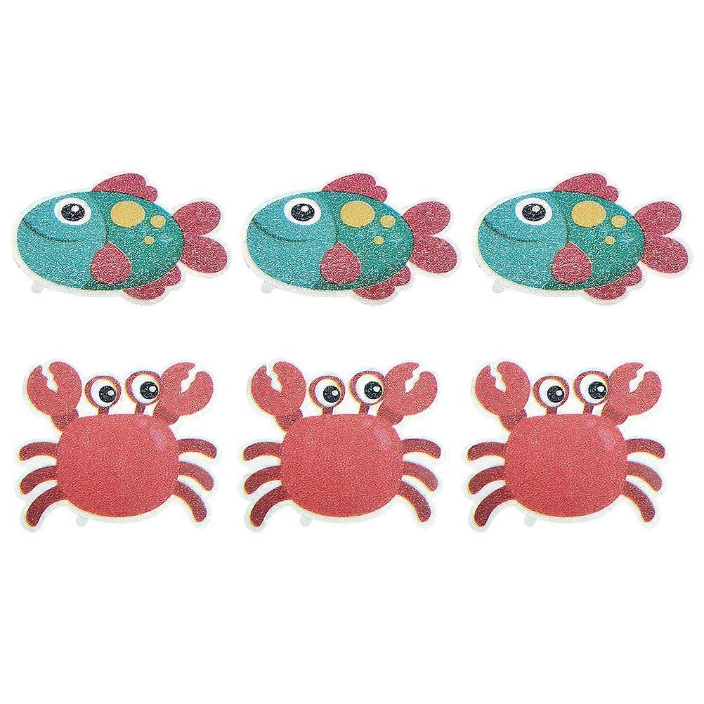 6PCS Non Slip Bathtub Decals In Red Frosted Design Ideal For Bathroom Use With Fish And Crab Shapes For Children