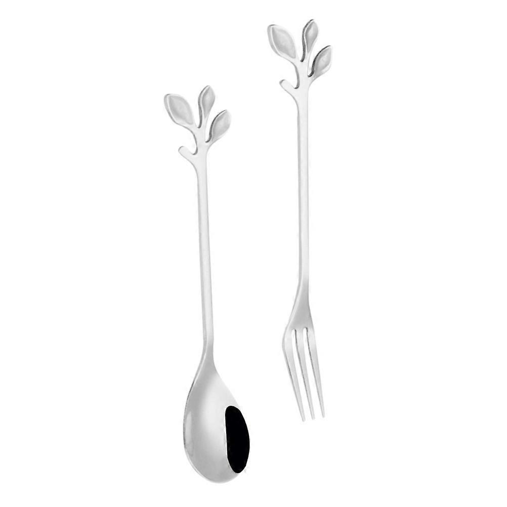 Silverware Spoons Forks 8Pcs Creative Leaves Shape Design For Home Restaurant Hotel Elegant Dining