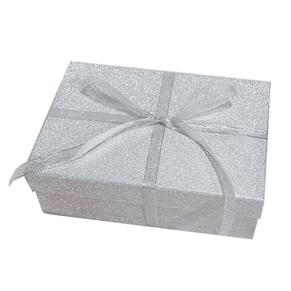 Christmas Gift Box Makeup Packaging Case Storage Silver Rectangular 1Pack