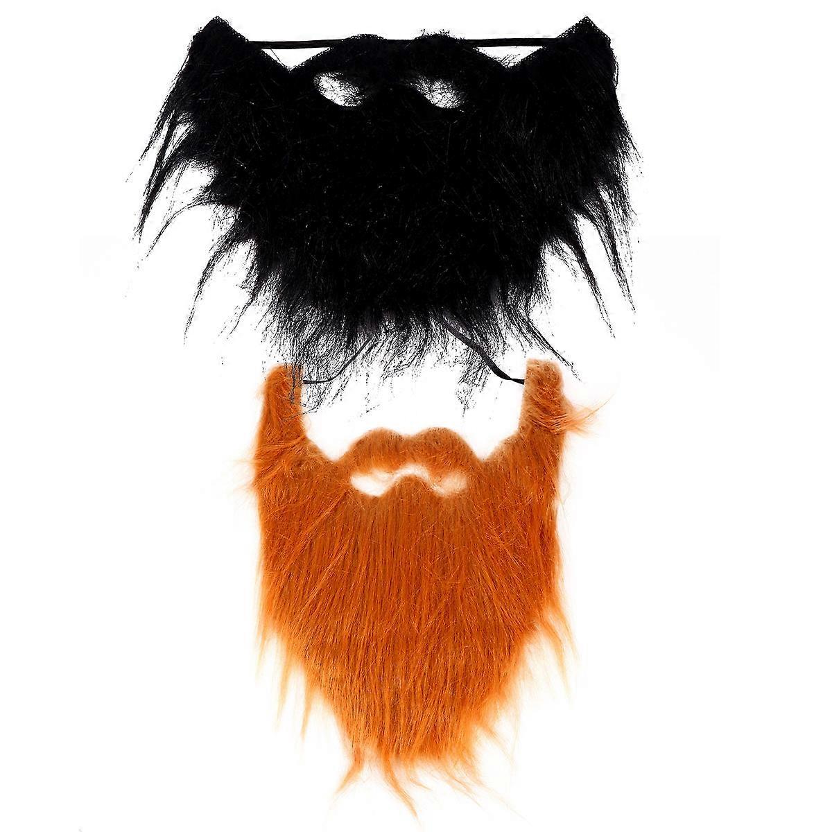 2Pcs Funny Costume Beard Fake Beard For Adult Men Halloween Parties Assorted Color Costume Accessory