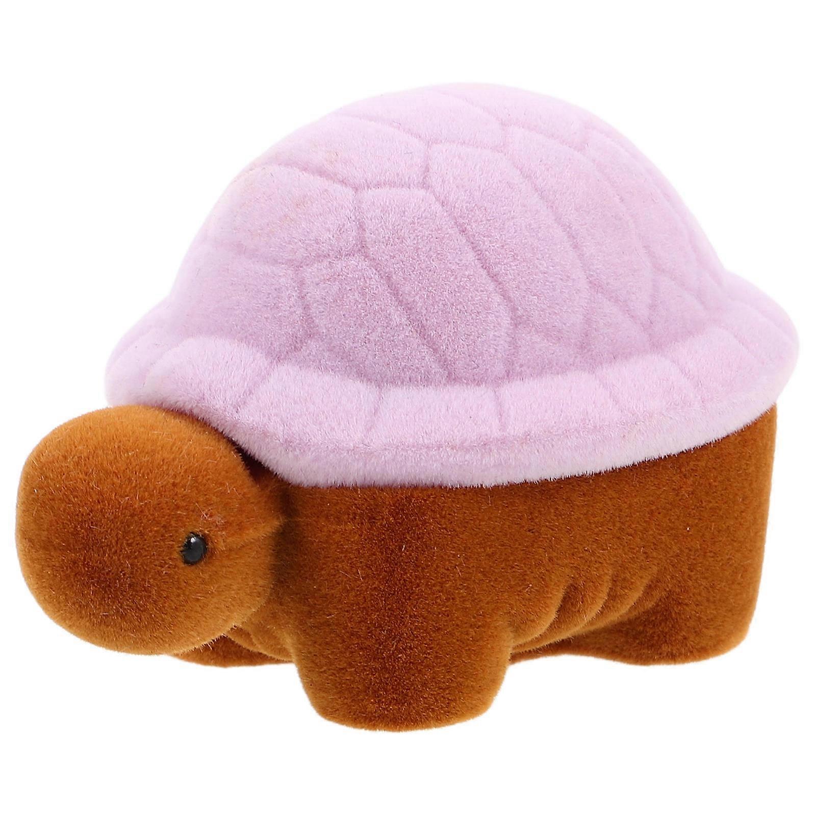 Violet Turtle Shaped Plush Jewelry Box with Soft Lining for Home Use Portable Size 4 5 Inches