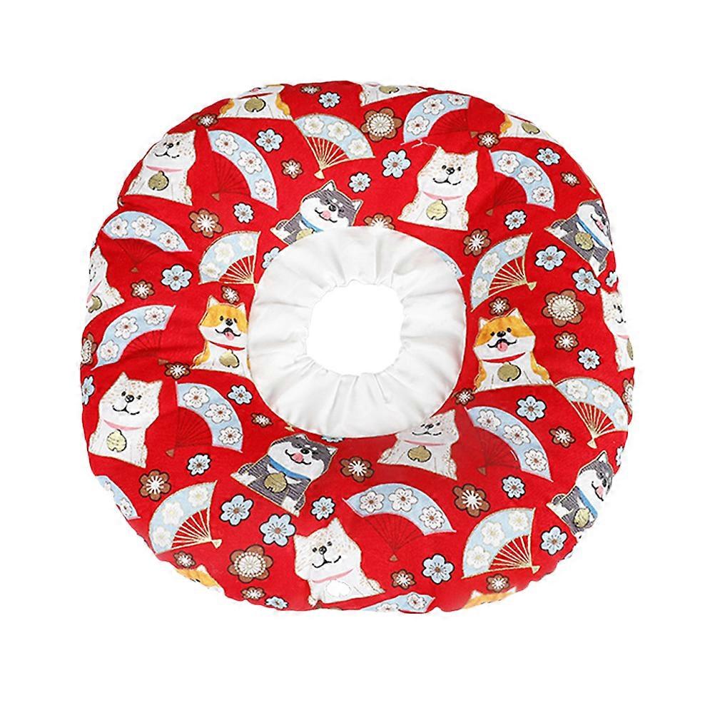 Dog Recovery Collar Headgear For Pet Post Operation Injury Recovery Size S Red 1Pcs