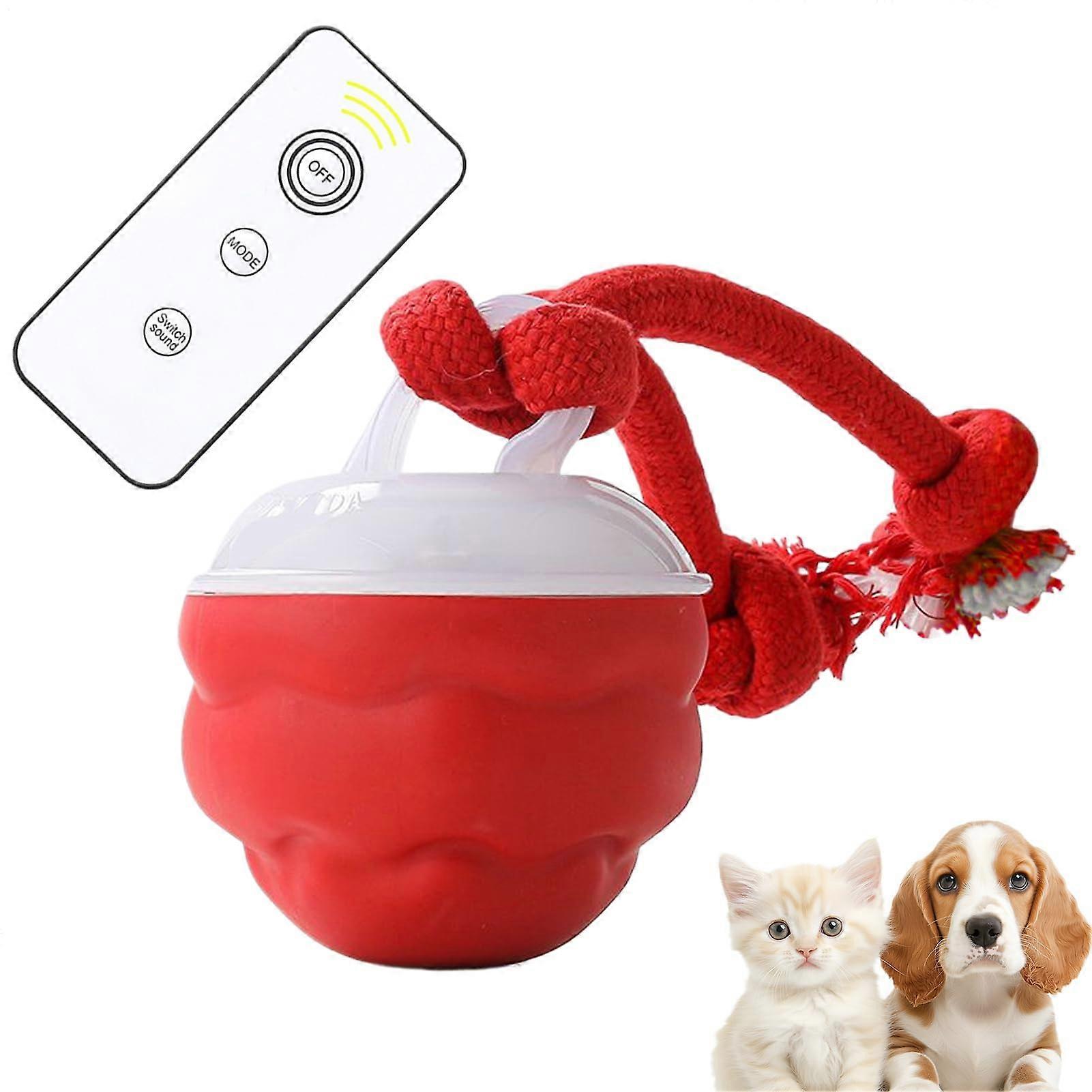 Generic Interactive Ball for Dogs, Chase Toy with 3 Modes – Quiet Chewing Accessory for Puppies, Versatile Activity Gear for Lawn, Park, Red
