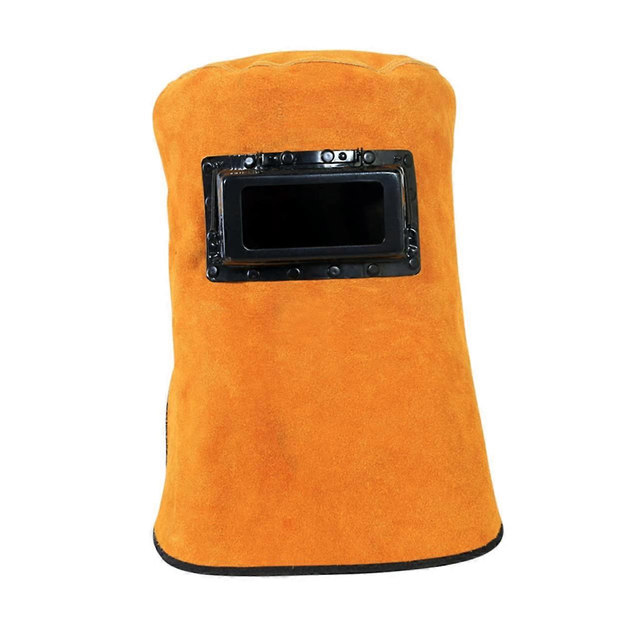 Cowhide leather welding helmet with thermal insulation mask, welding face shield, durable for welders, easy to use.