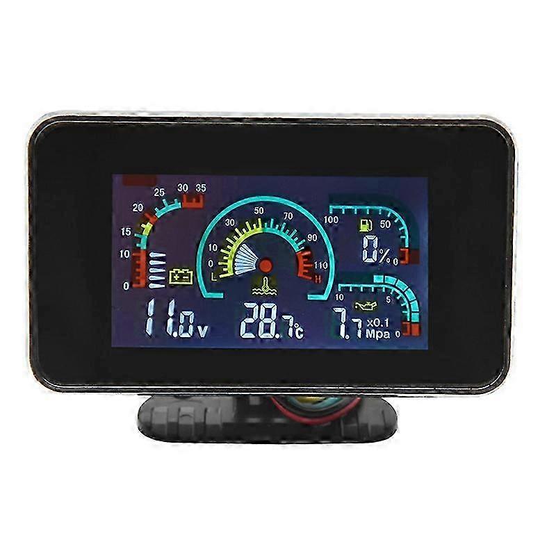 Manometro LCD 4 in 1 per la pressione dell'olio e il voltmetro con sensore da 10 mm per veicoli a 12 V / 24 V