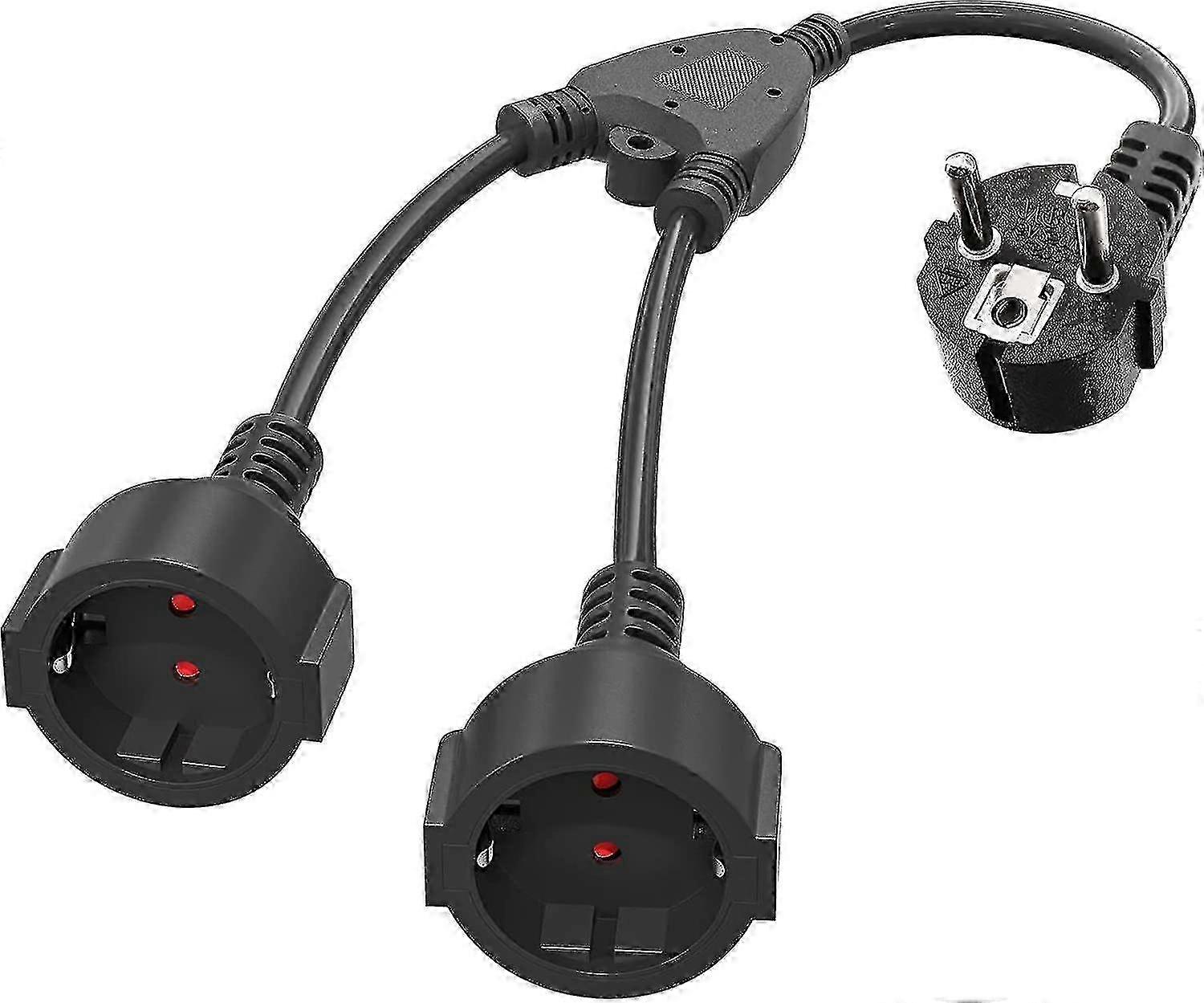 2 in 1 Schuko Socket Adapter, Double Plug Extension with Protective Contact, 250V EU Power Outlet Splitter Edition 0923