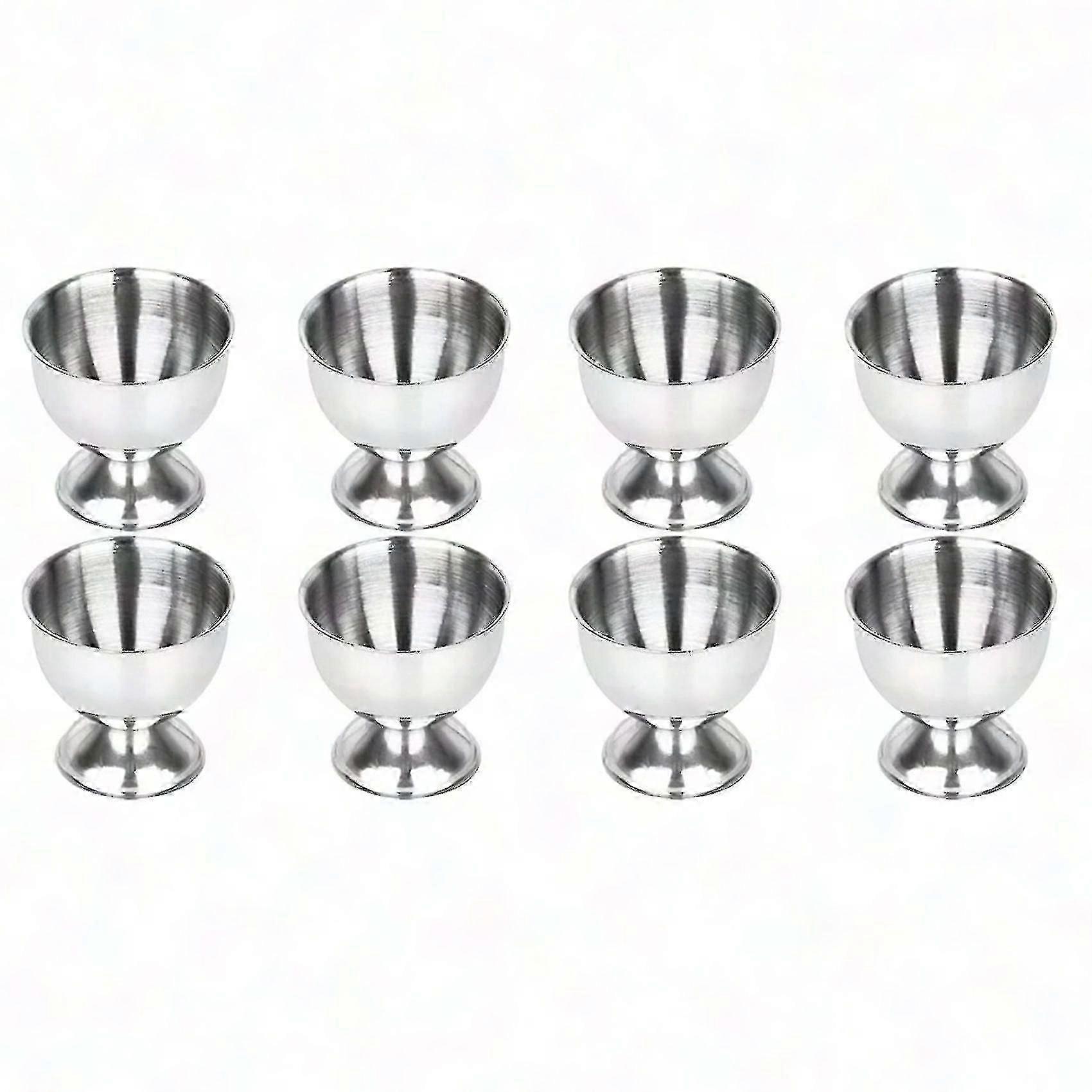 Sert Haşlanmış ve Yumuşak Yumurtalar için 8x Paslanmaz Çelik Yumurta Fincanı Seti, Gümüş Mutfak Tepsisi Alet Tutucuları