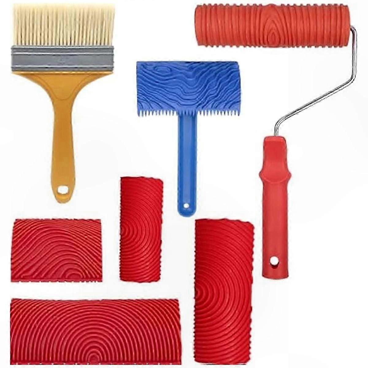 Wood Grain Texture Roller Set - 7PCS DIY Painting Tool for Pattern Creation