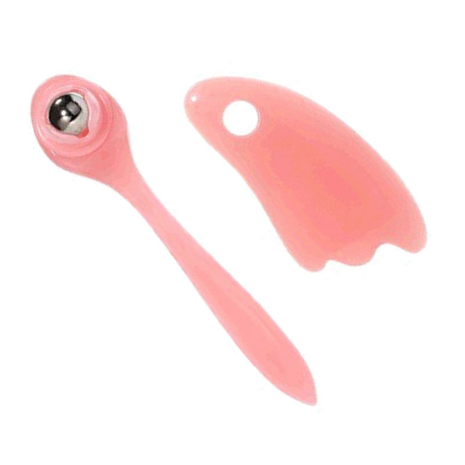Two Function Eye Care Tool Stainless Steel Roller and Face Shaping Scraping Board for Puffiness Relief Multicolor