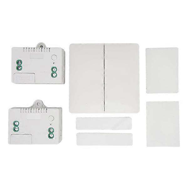 2 Gangs Wireless Light Switch Remote Control Self-Powered Wall Switch with Receiver for Home Office