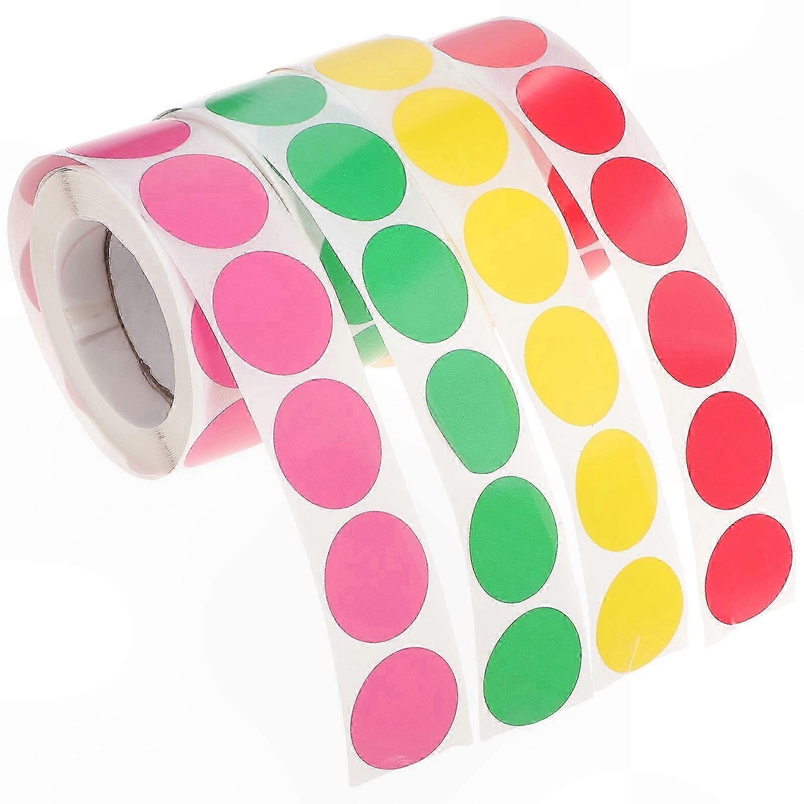 Adhesive Dot Stickers, 4 Rolls of Colorful Round Labels for Organization and Marking