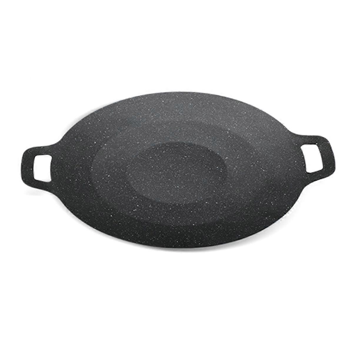 34CMグリルパン韓国ラウンドノンスティックバーベキュープレートアウトドア旅行キャンプフライパンバーベキューアクセサリー用