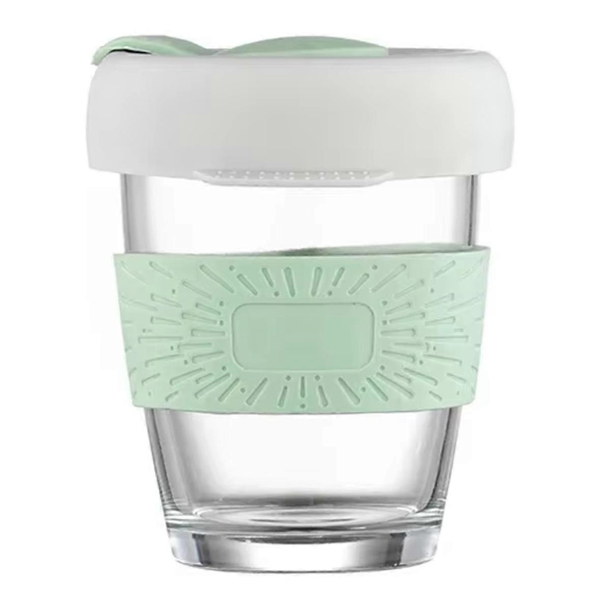 350ml Portable Insulating Glass Coffee Cup with Silicone Cover, Ideal for Microwave, Oven, Fridge Use, Not Sealed