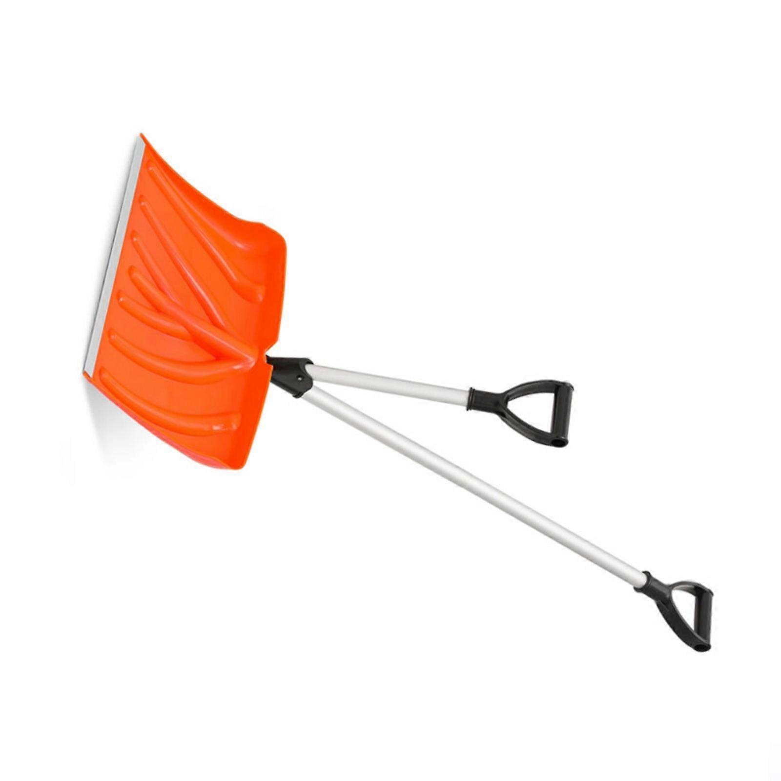 Portable 2 in 1 Aluminum Snow Shovel Tool Ergonomic Double Handle Design Lightweight Construction for All Weather Conditions  Orange