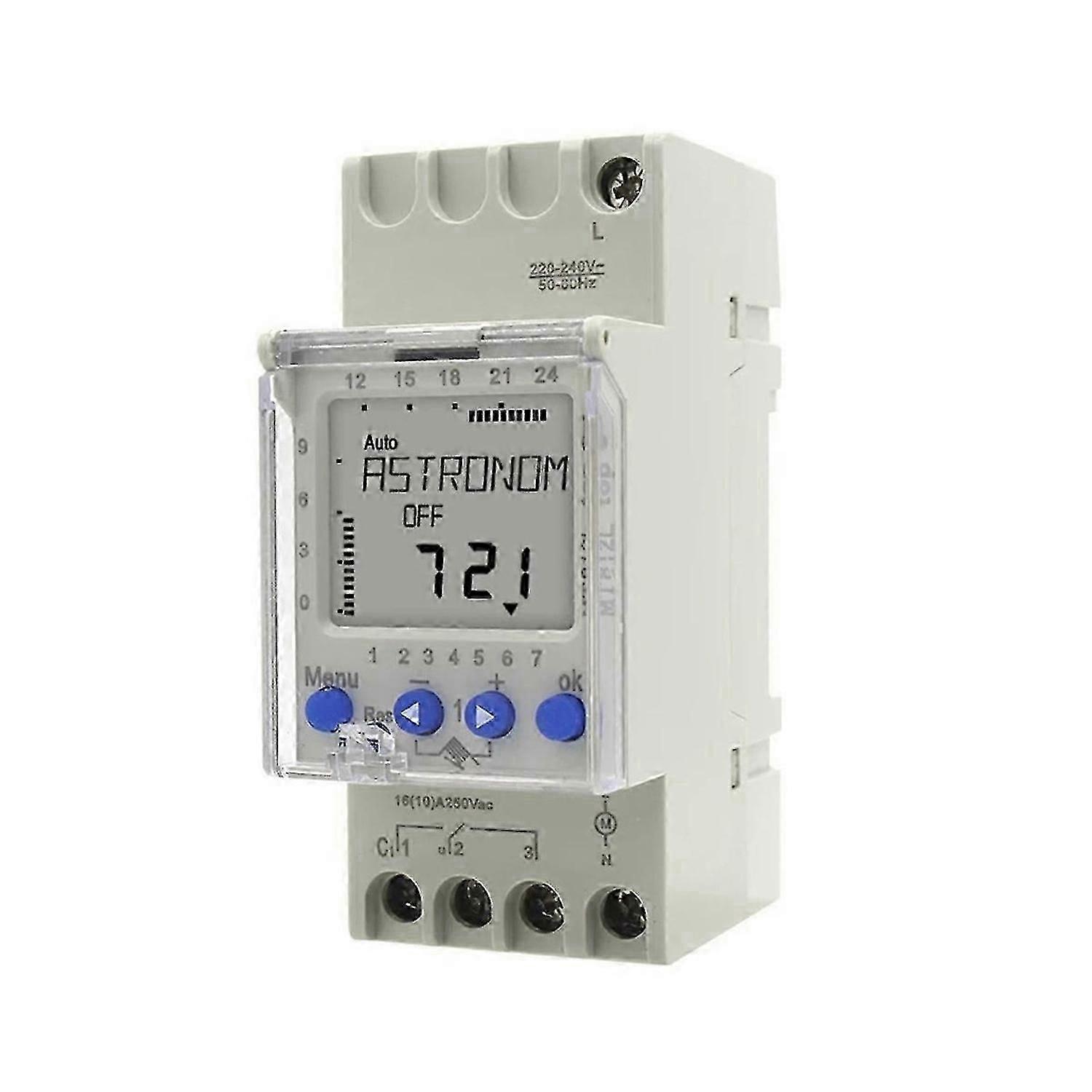 MT812L Astronomical Chronometer Switch 16A 1-channel 7 Day LCD Digital Timing Control Switch DIN Rai