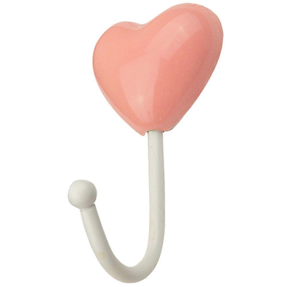 Decorative Ceramic Hook Pink Heart Shape Wall Mounted For Homeowners 1Pcs